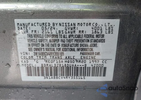 2024 Nissan Sentra Sv Xtronic Cvt from USA, damaged, VIN 3N1AB8CV4RY355165